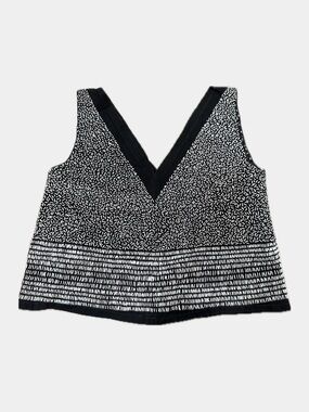 Handmade Black & White V-Neck embroidered Tank Top